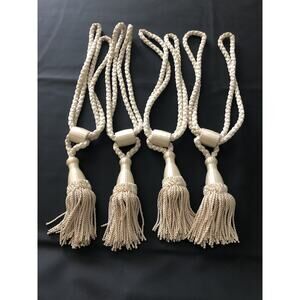 Curtain Drapery TieBacks Tassels Braided Cord 2 Pairs 16”